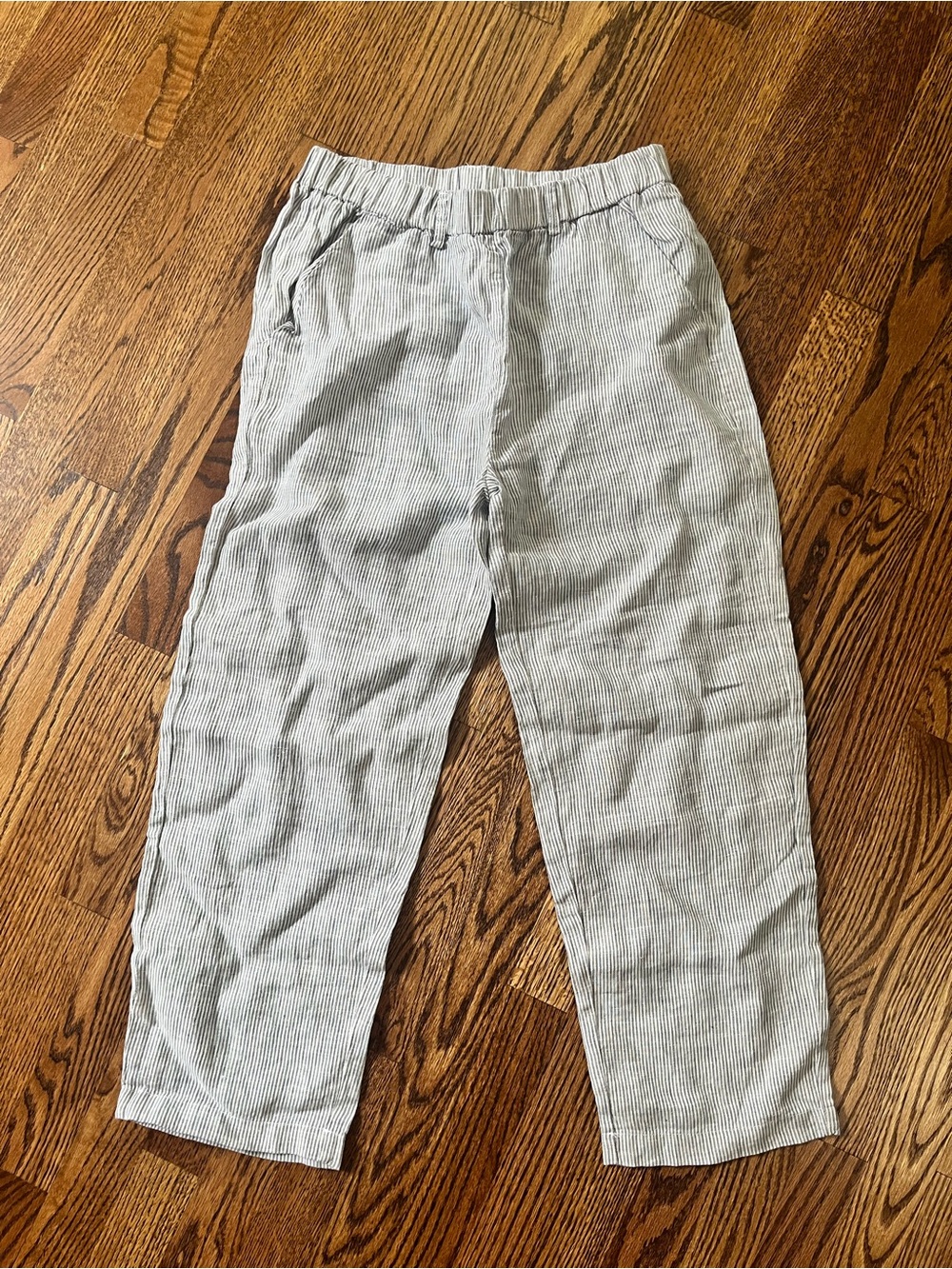 Quince 100% European Linen Pull-On Pants Blue White Stripe Size Small - Picture 6 of 8